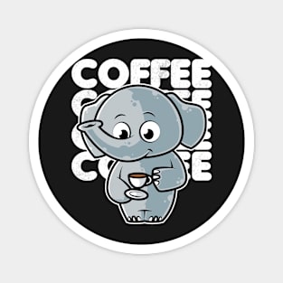 Cute Elephant Drinking Coffee Kawaii Neko Anime product Magnet